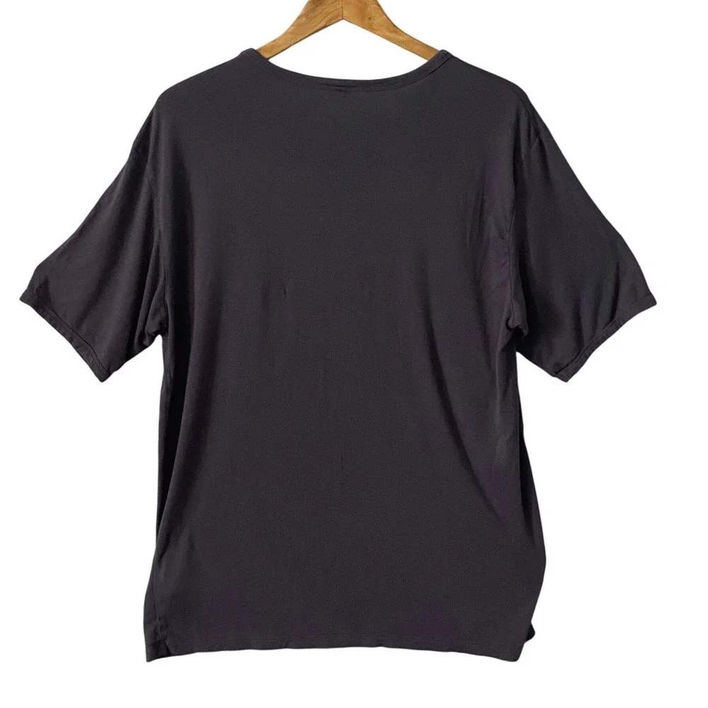 Armani Collezioni Mens XXL Bamboo Blend T-Shirt Charcoal Gray Luxury Italy